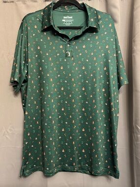 Bogey Bros Green Polo with Bear Accent Motif